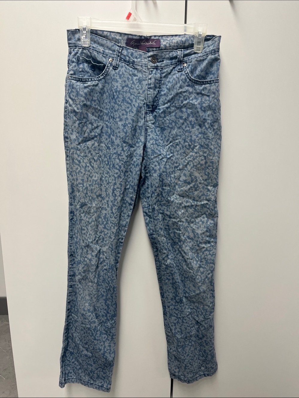 Gloria Vanderbilt Light Blue Patterned Straight-Leg Jeans